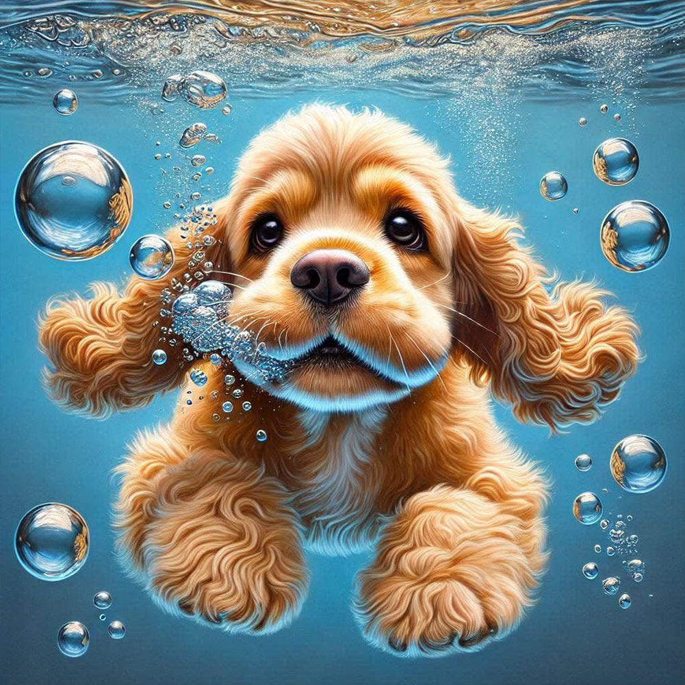 Swimming Dog - Full Round Drill Diamond Painting 40*40CM