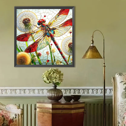 Dragonfly And Dandelions - Full Round Drill Diamond Painting 40*40CM