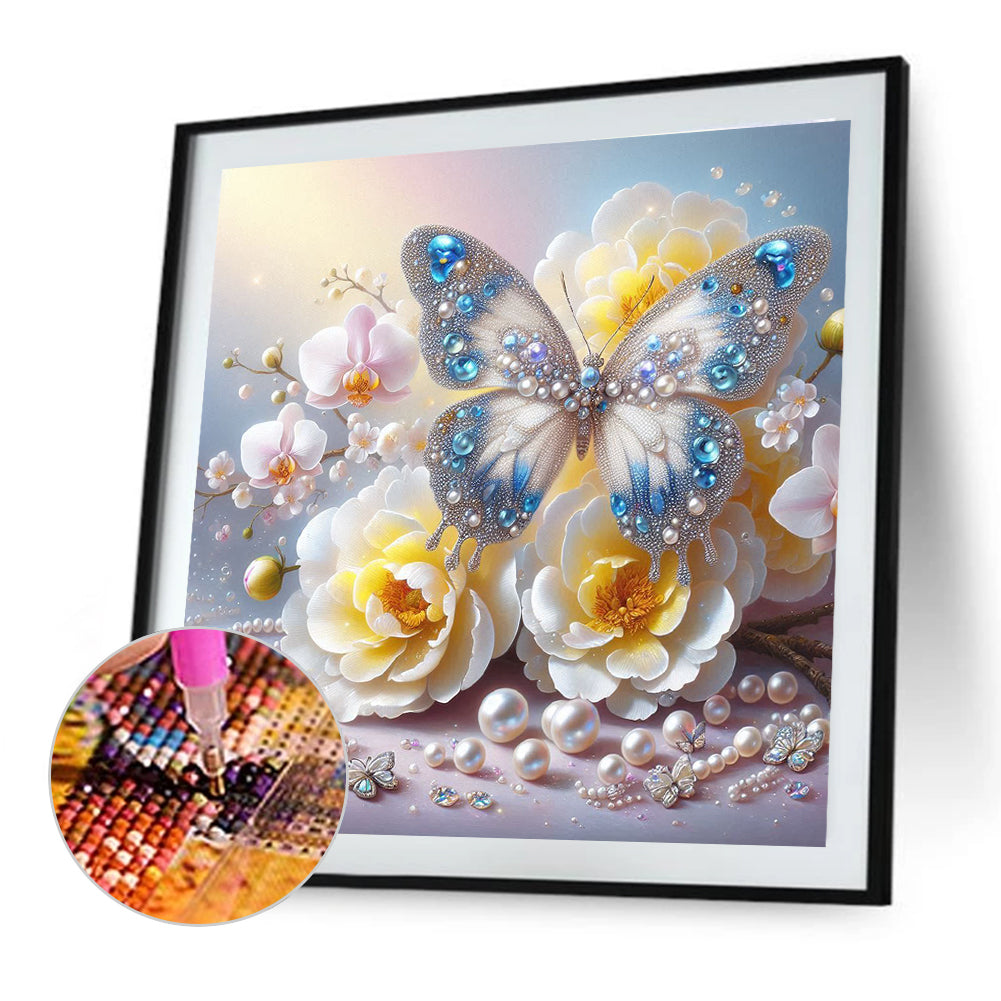 Flowers And Butterflies - Full Round Drill Diamond Painting 40*40CM