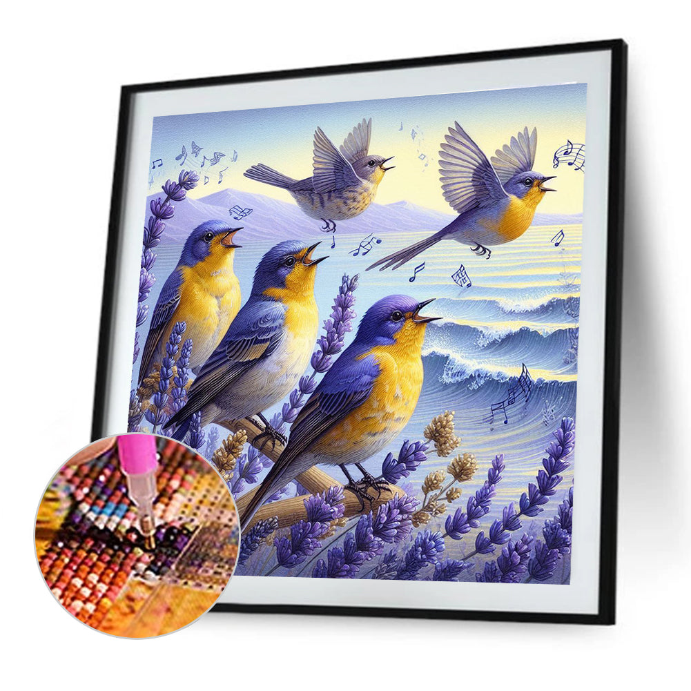 Bird And Lavender - Full Round Drill Diamond Painting 40*40CM