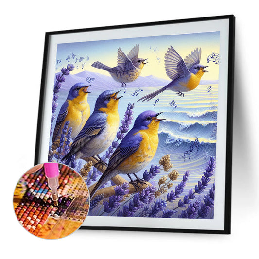 Bird And Lavender - Full Round Drill Diamond Painting 40*40CM
