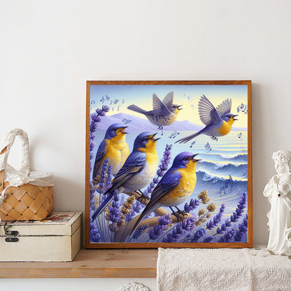 Bird And Lavender - Full Round Drill Diamond Painting 40*40CM