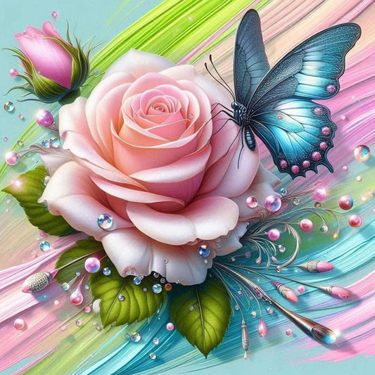 Roses And Butterflies - Full Round Drill Diamond Painting 40*40CM