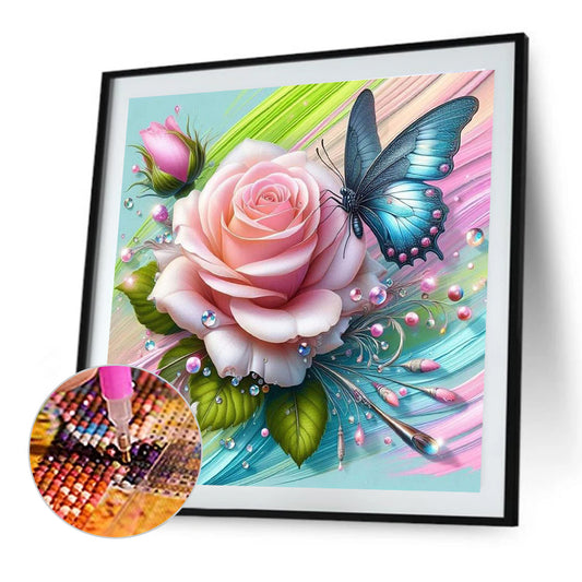 Roses And Butterflies - Full Round Drill Diamond Painting 40*40CM