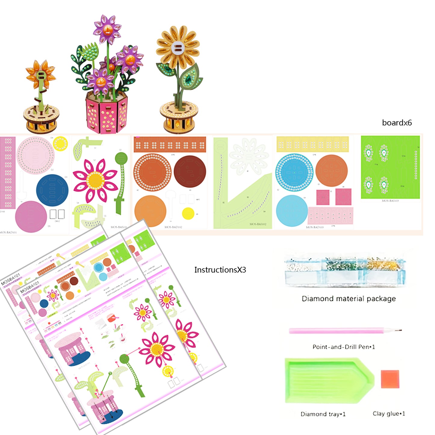 3D Puzzle DIY Wooden Flower 3D Puzzle Wooden Flower for Youngster (MOSBA201)