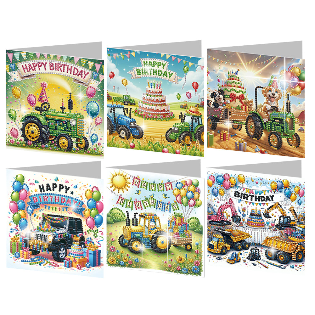 6PCS DIY Diamond Art Greeting Cards Congratulations Cards & Gifts (Birthday)