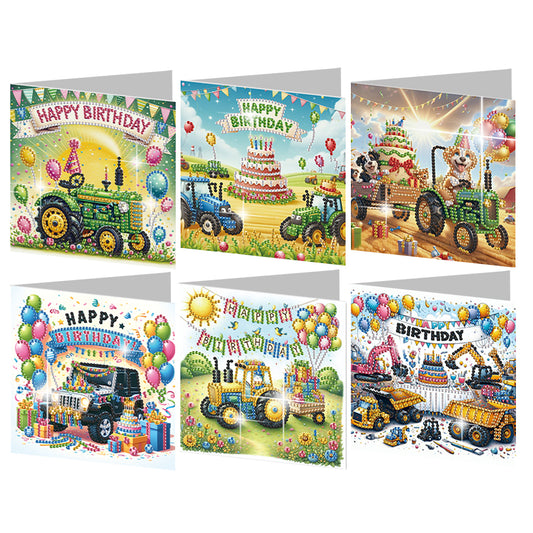 6PCS DIY Diamond Art Greeting Cards Congratulations Cards & Gifts (Birthday)