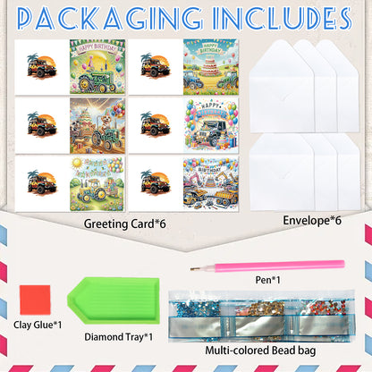 6PCS DIY Diamond Art Greeting Cards Congratulations Cards & Gifts (Birthday)