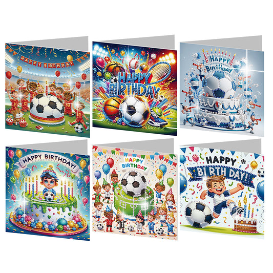 6PCS DIY Diamond Art Greeting Cards Congratulations Cards & Gifts (Football)