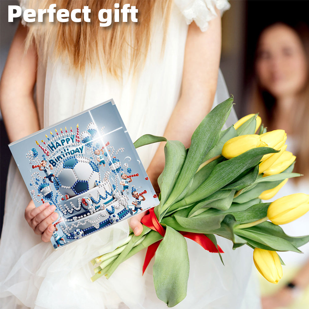 6PCS DIY Diamond Art Greeting Cards Congratulations Cards & Gifts (Football)