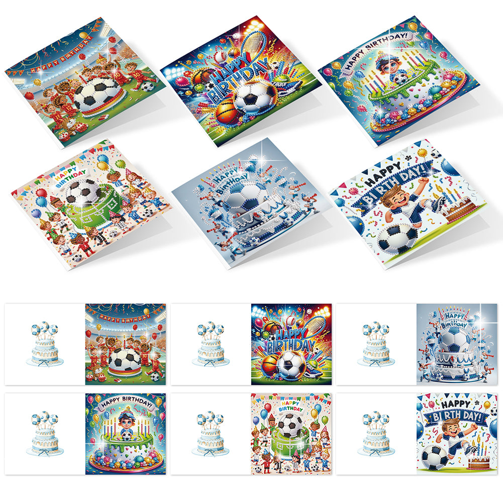 6PCS DIY Diamond Art Greeting Cards Congratulations Cards & Gifts (Football)