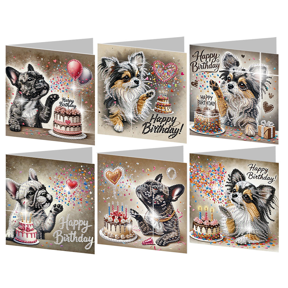 6PCS DIY Diamond Art Greeting Cards Congratulations Cards & Gifts (Cake)