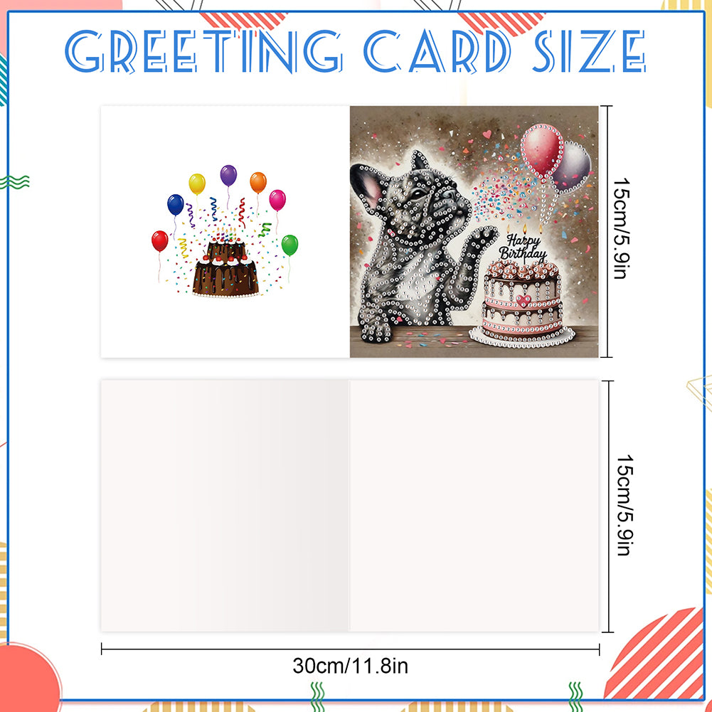 6PCS DIY Diamond Art Greeting Cards Congratulations Cards & Gifts (Cake)