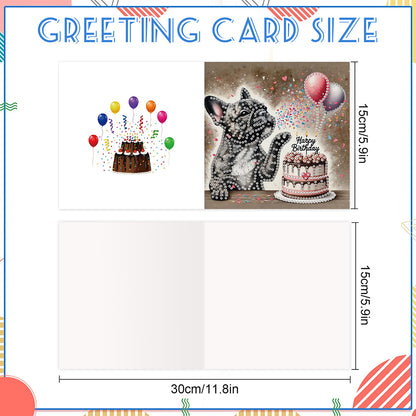 6PCS DIY Diamond Art Greeting Cards Congratulations Cards & Gifts (Cake)