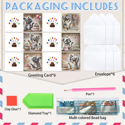 6PCS DIY Diamond Art Greeting Cards Congratulations Cards & Gifts (Cake)