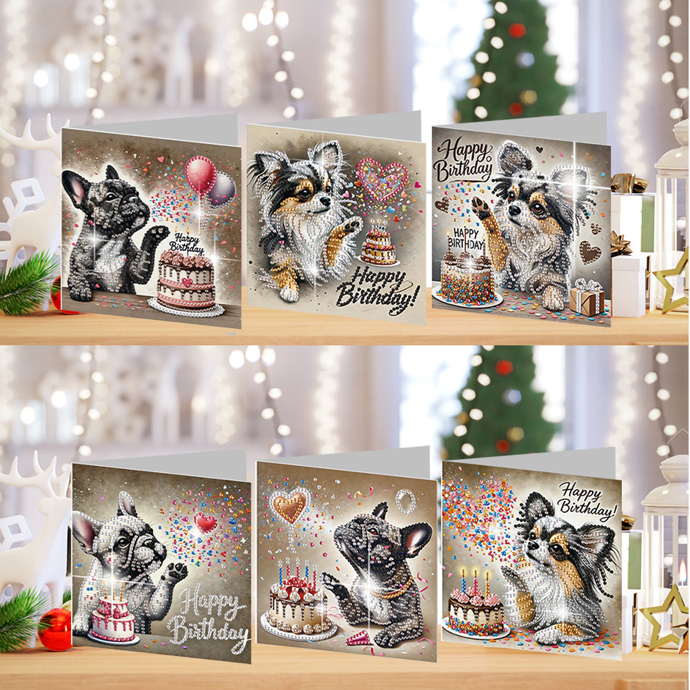 6PCS DIY Diamond Art Greeting Cards Congratulations Cards & Gifts (Cake)