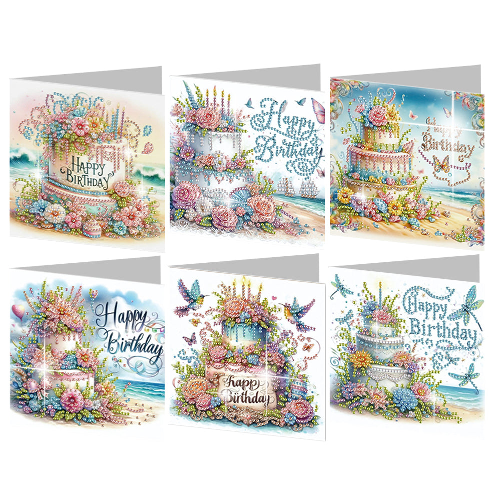 6PCS DIY Diamond Art Greeting Cards Congratulations Cards & Gifts (Happy)