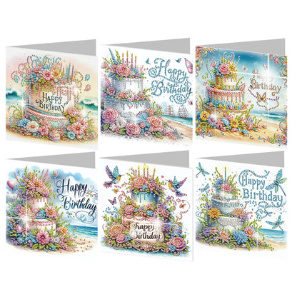 6PCS DIY Diamond Art Greeting Cards Congratulations Cards & Gifts (Happy)