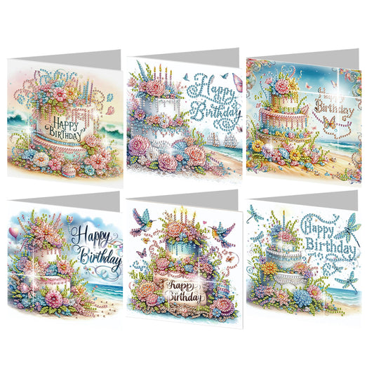 6PCS DIY Diamond Art Greeting Cards Congratulations Cards & Gifts (Happy)