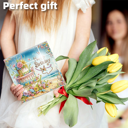 6PCS DIY Diamond Art Greeting Cards Congratulations Cards & Gifts (Happy)