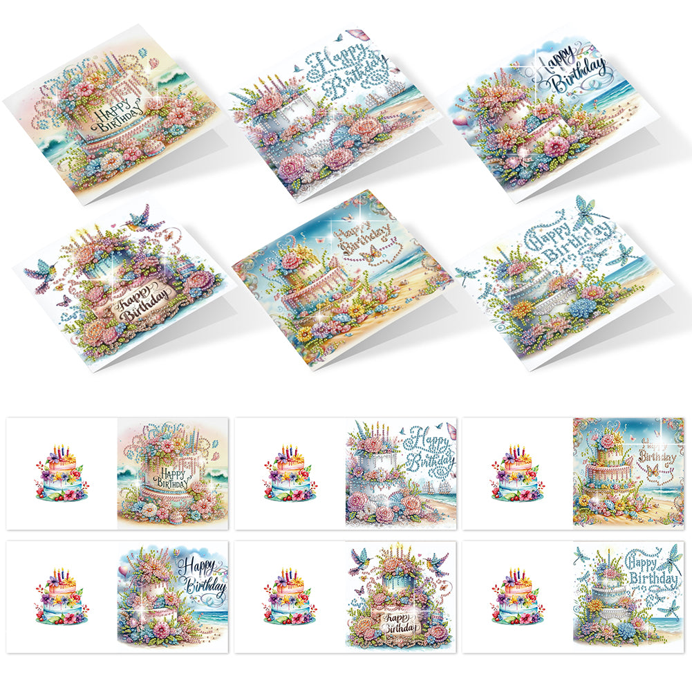 6PCS DIY Diamond Art Greeting Cards Congratulations Cards & Gifts (Happy)