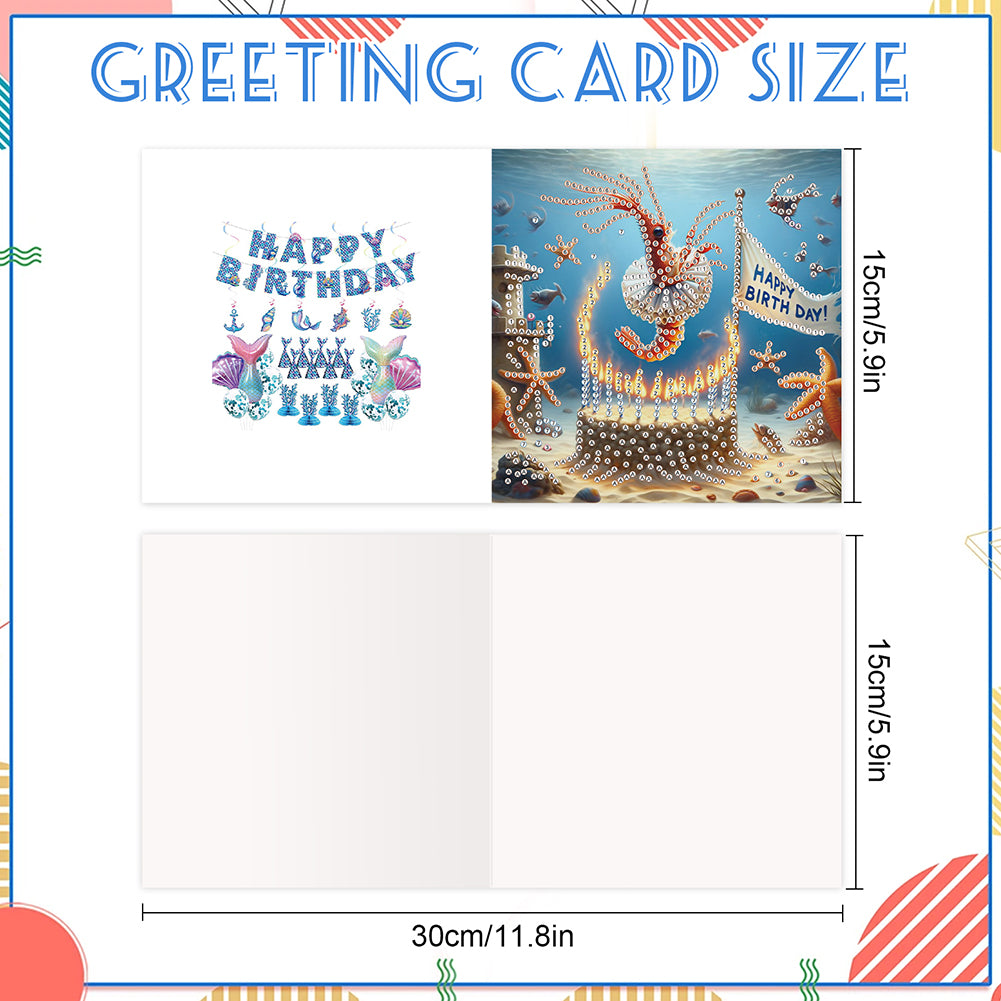 6PCS DIY Diamond Art Greeting Cards Congratulations Cards & Gifts (Ocean)