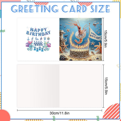 6PCS DIY Diamond Art Greeting Cards Congratulations Cards & Gifts (Ocean)