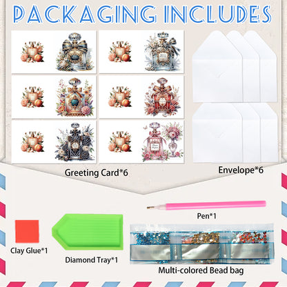 6PCS DIY Diamond Art Greeting Cards Congratulations Cards & Gifts (Perfume)