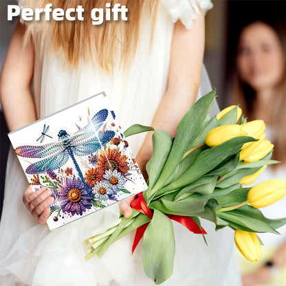 6PCS DIY Diamond Art Greeting Cards Congratulations Cards & Gifts (Dragonfly)