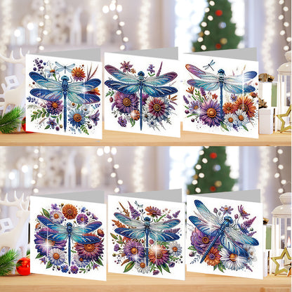 6PCS DIY Diamond Art Greeting Cards Congratulations Cards & Gifts (Dragonfly)