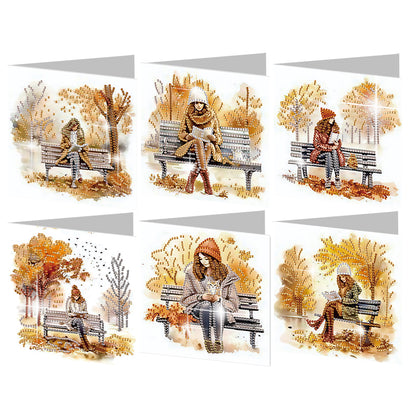 6PCS DIY Diamond Art Greeting Cards Congratulations Cards & Gifts (Girl)