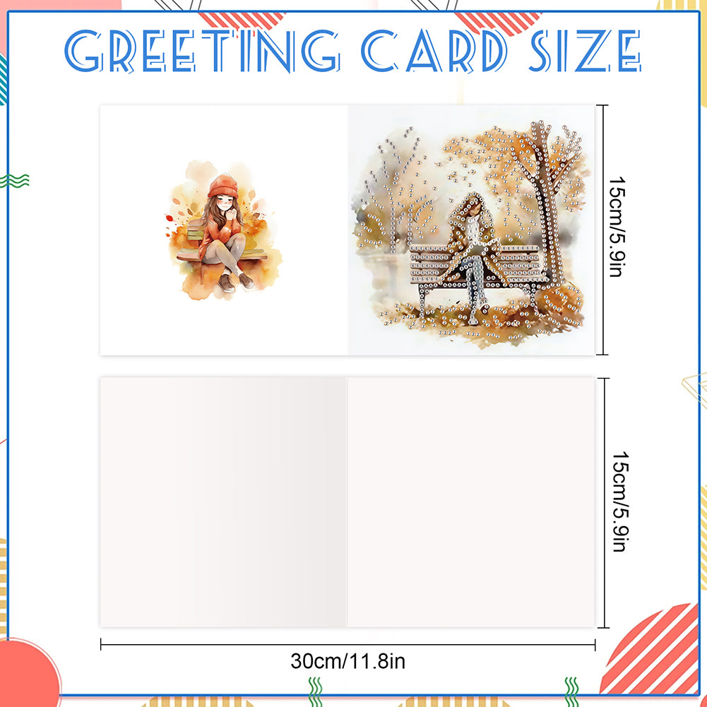 6PCS DIY Diamond Art Greeting Cards Congratulations Cards & Gifts (Girl)