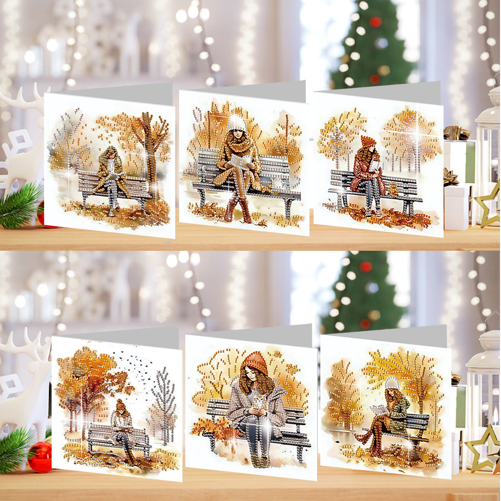 6PCS DIY Diamond Art Greeting Cards Congratulations Cards & Gifts (Girl)