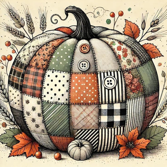 Autumn Patchwork Pumpkin - Full Square Drill Diamond Painting 30*30CM