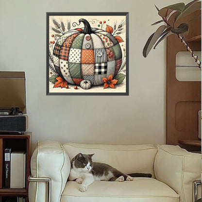 Autumn Patchwork Pumpkin - Full Square Drill Diamond Painting 30*30CM