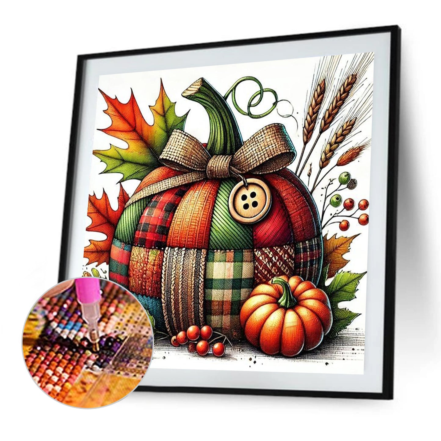 Autumn Patchwork Pumpkin - Full Square Drill Diamond Painting 30*30CM