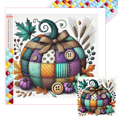 Autumn Patchwork Pumpkin - Full Square Drill Diamond Painting 30*30CM