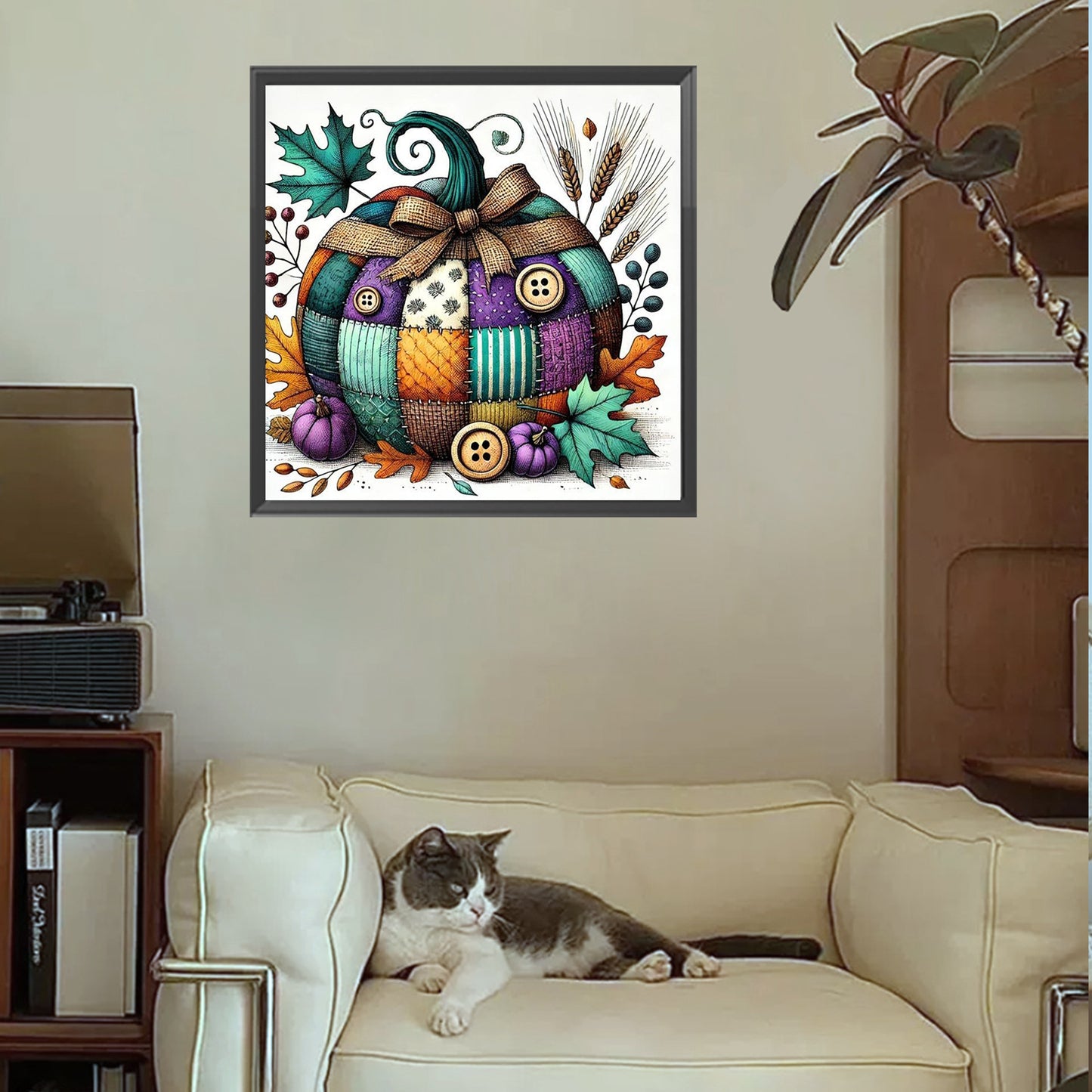 Autumn Patchwork Pumpkin - Full Square Drill Diamond Painting 30*30CM