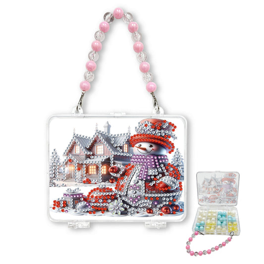 DIY Diamond Painting Bead Storage Handbag Rhinestones Jewelry Case (Snowman)