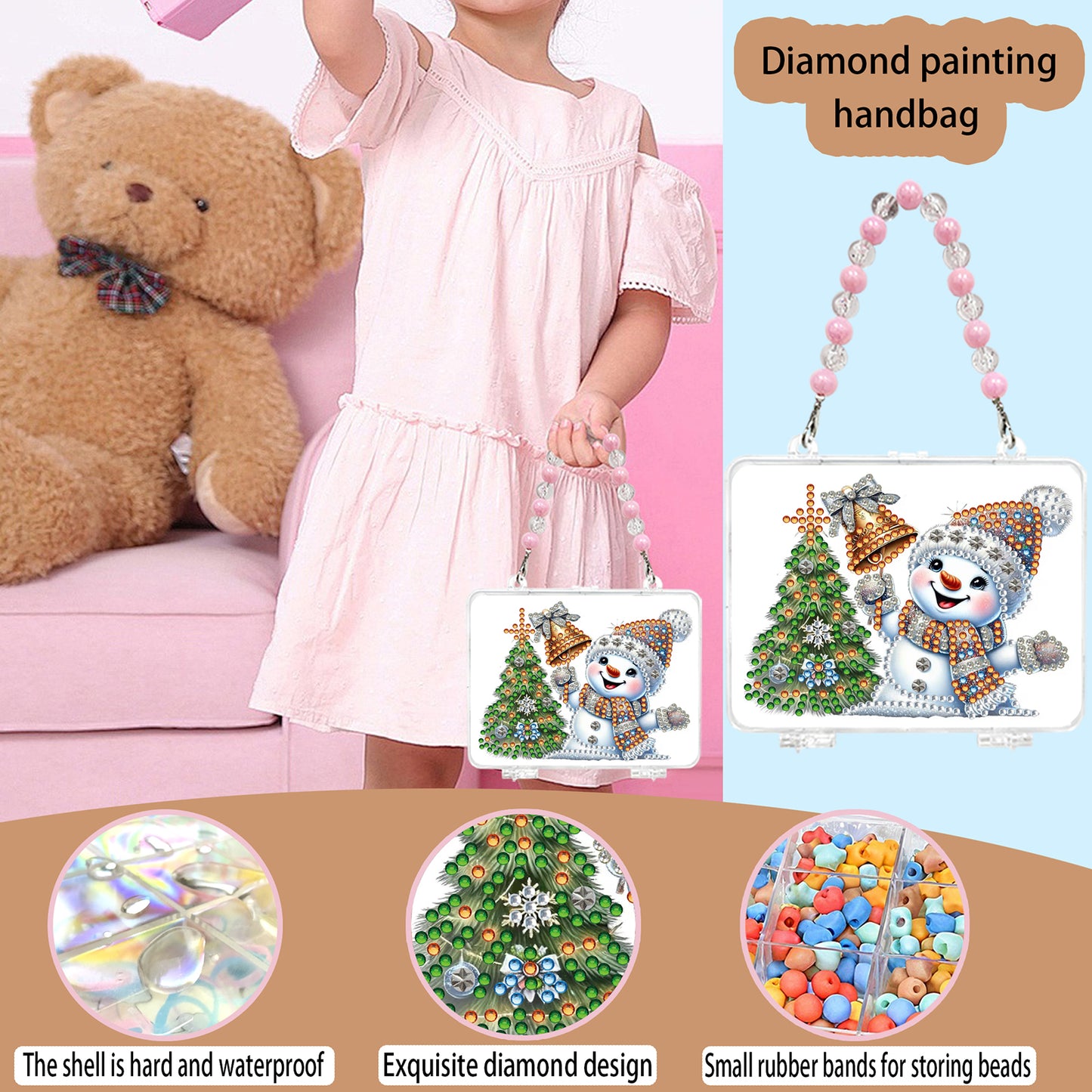 DIY Diamond Painting Bead Storage Bag Rhinestones Jewelry Case (Christmas Tree)