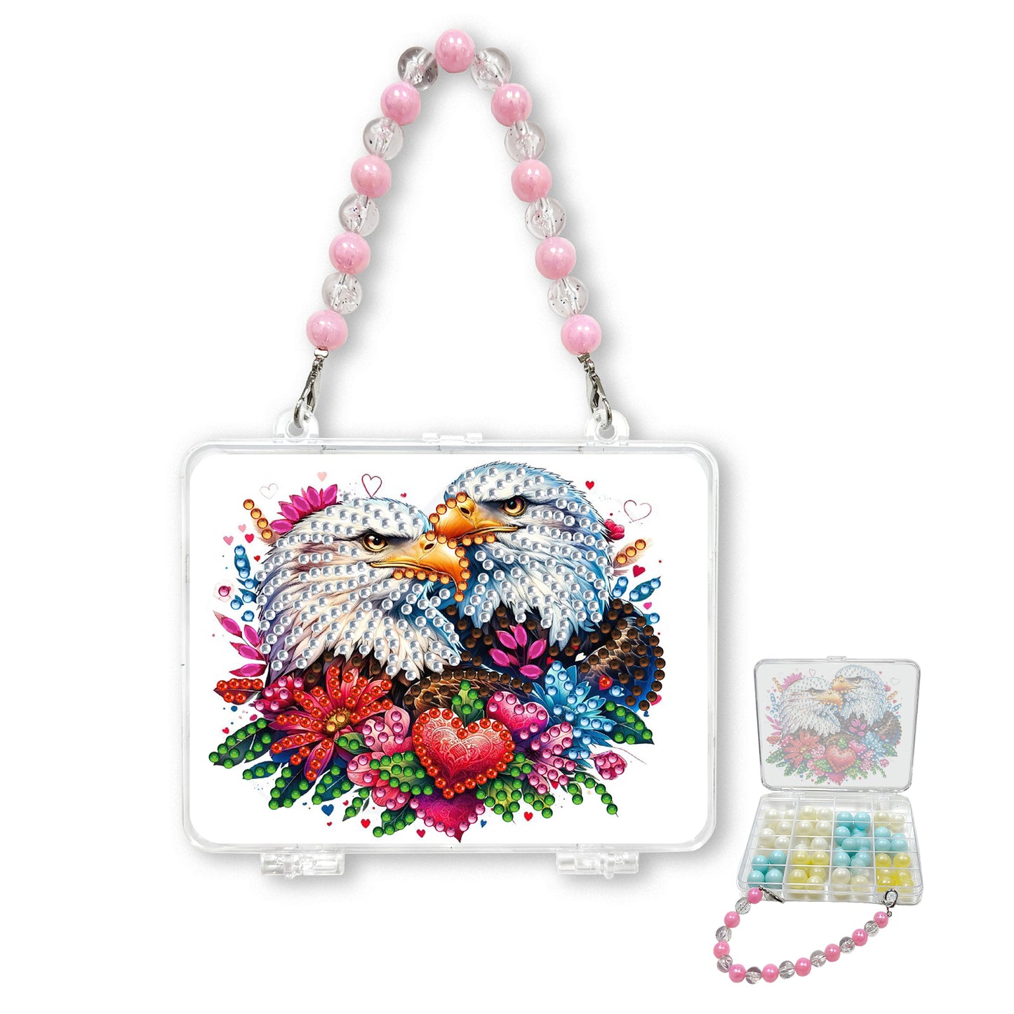 DIY Diamond Painting Bead Storage Handbag Rhinestones Jewelry Case (Eagle)