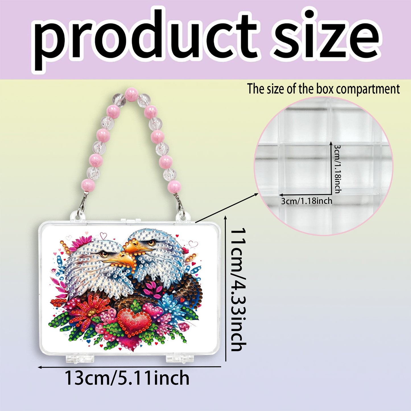 DIY Diamond Painting Bead Storage Handbag Rhinestones Jewelry Case (Eagle)
