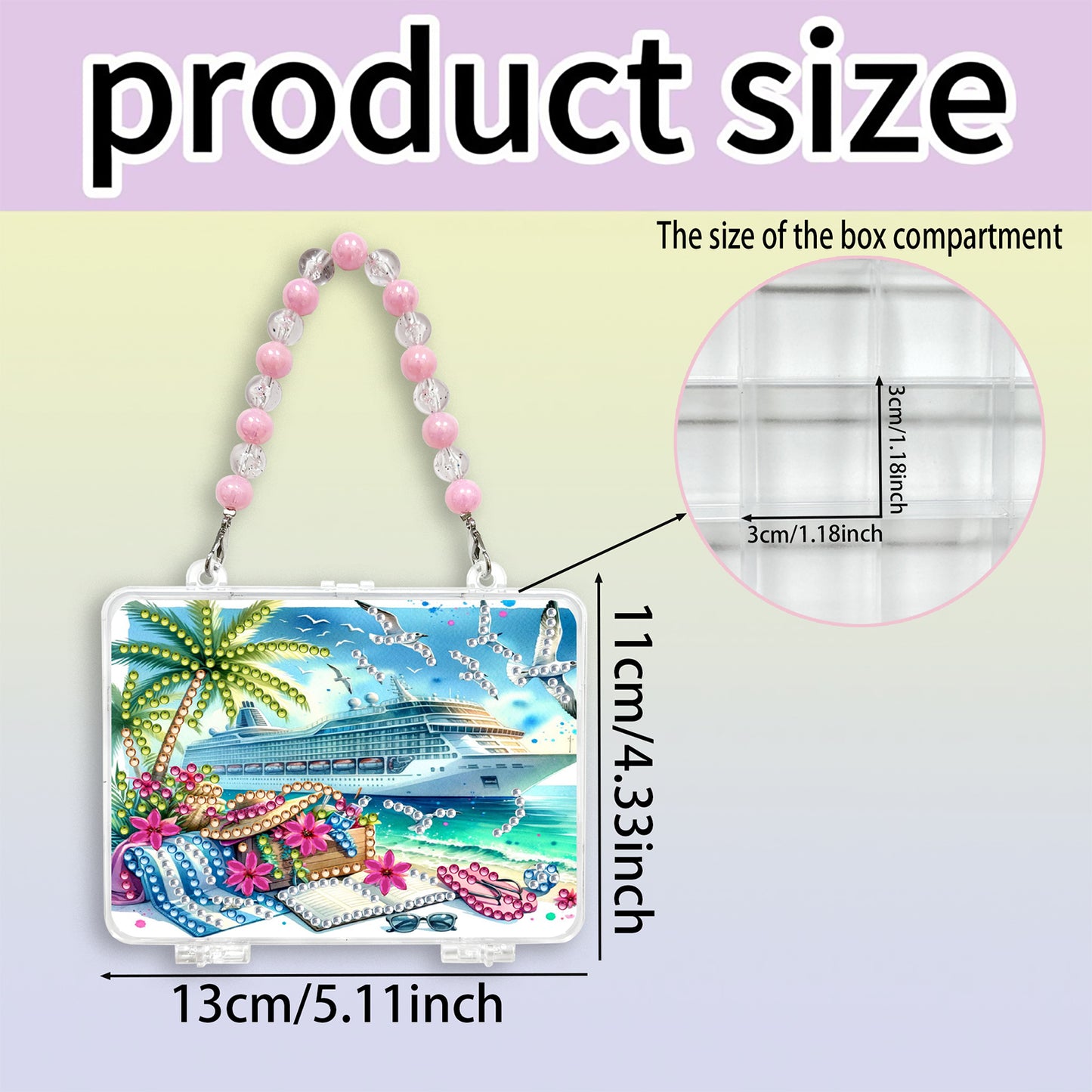 DIY Diamond Painting Bead Storage Handbag Rhinestones Jewelry Case (Yacht)