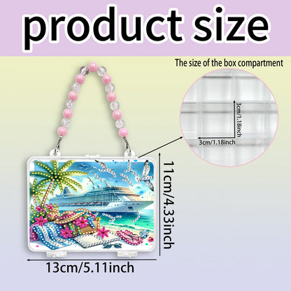 DIY Diamond Painting Bead Storage Handbag Rhinestones Jewelry Case (Yacht)
