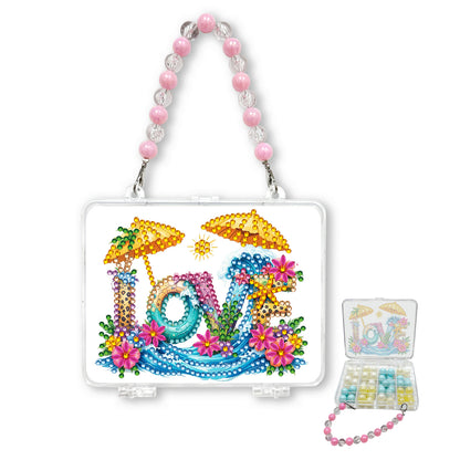 DIY Diamond Painting Bead Storage Handbag Rhinestones Jewelry Case (Love)