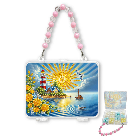 DIY Diamond Painting Bead Storage Handbag Rhinestones Jewelry Case (Lighthouse)