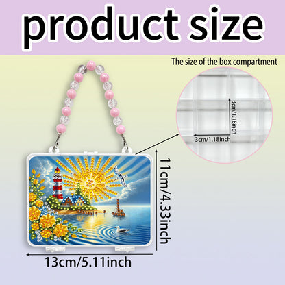 DIY Diamond Painting Bead Storage Handbag Rhinestones Jewelry Case (Lighthouse)