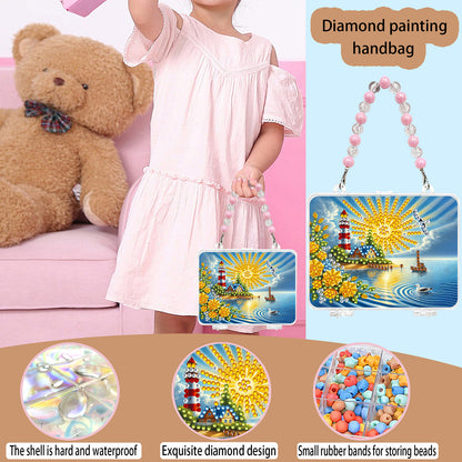 DIY Diamond Painting Bead Storage Handbag Rhinestones Jewelry Case (Lighthouse)