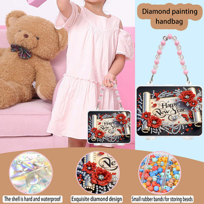 DIY Diamond Painting Bead Storage Handbag Rhinestones Jewelry Case (New Year)