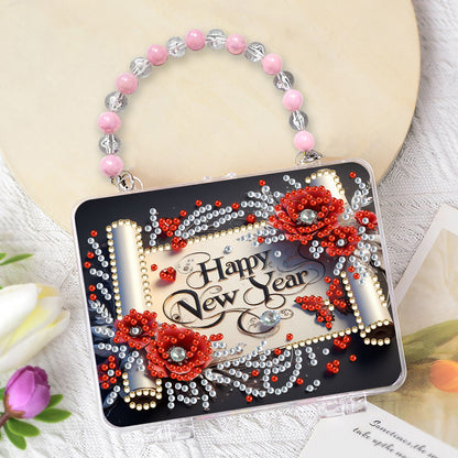 DIY Diamond Painting Bead Storage Handbag Rhinestones Jewelry Case (New Year)